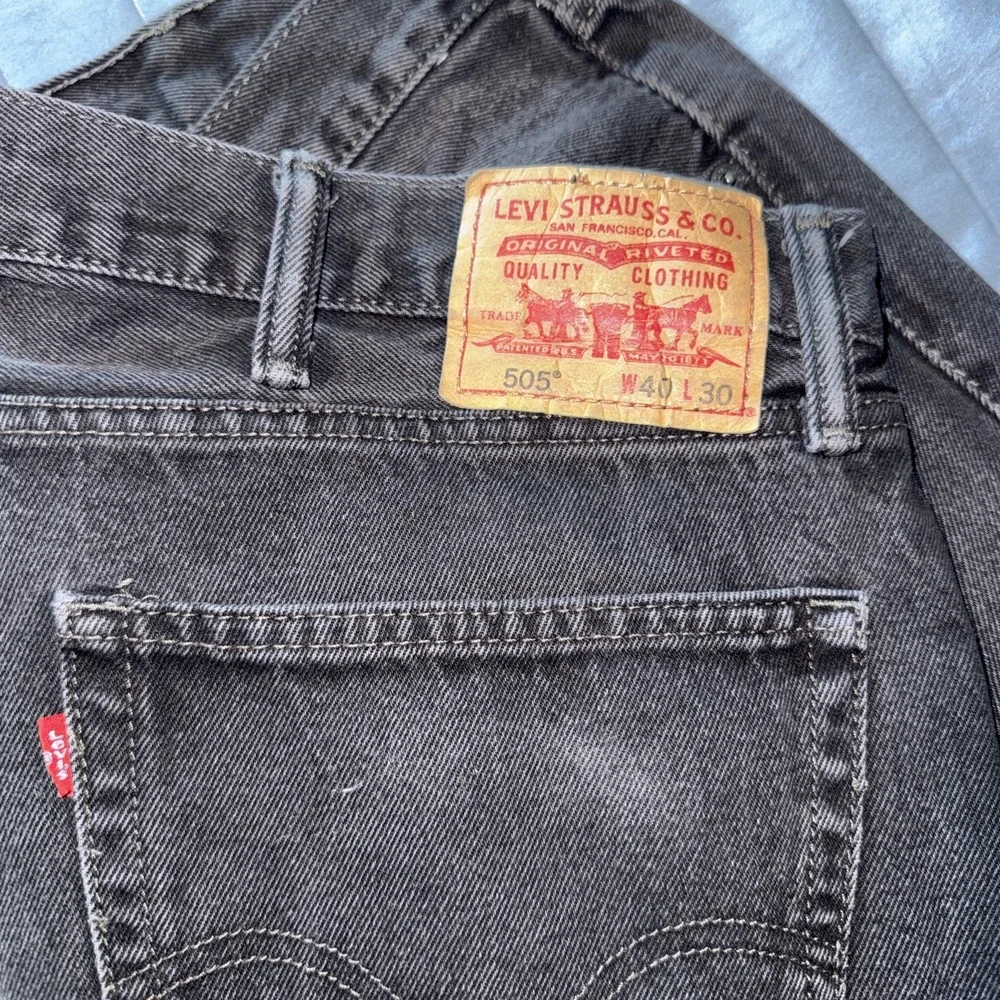 Levis 505 Black Denim Jeans Men's 40x30 Regular Fit Straight Leg 100% Cotton